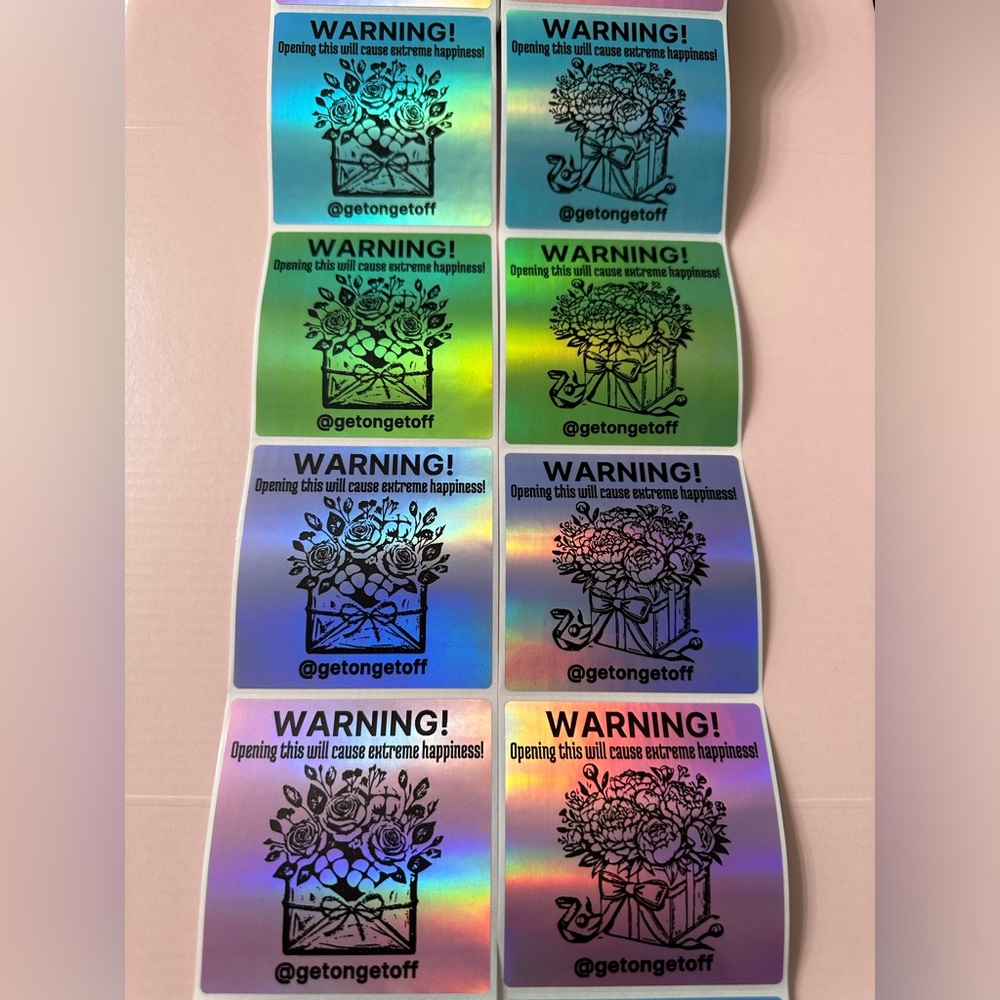 50 ct. Custom 3”x3” Multi-Color Rainbow Holographic Square Sticker Labels - Picture 4 of 10